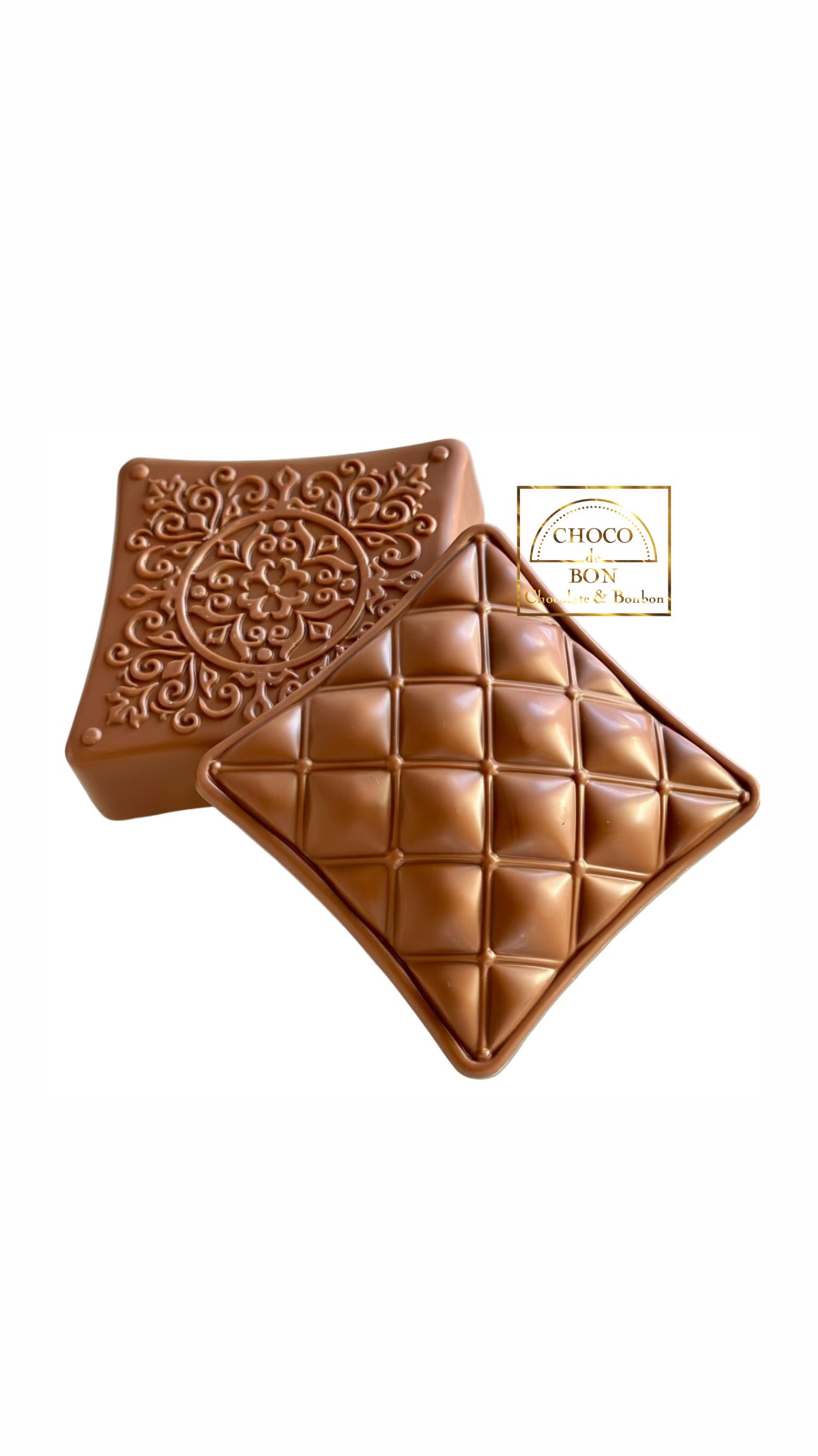 Chocolate box with diamond pattern on a white background